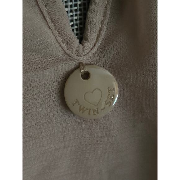 Twin Set by Simona Barbieri Flounced Ruffled Sleeveless Tulle Beige Dress Size L - Picture 7 of 10